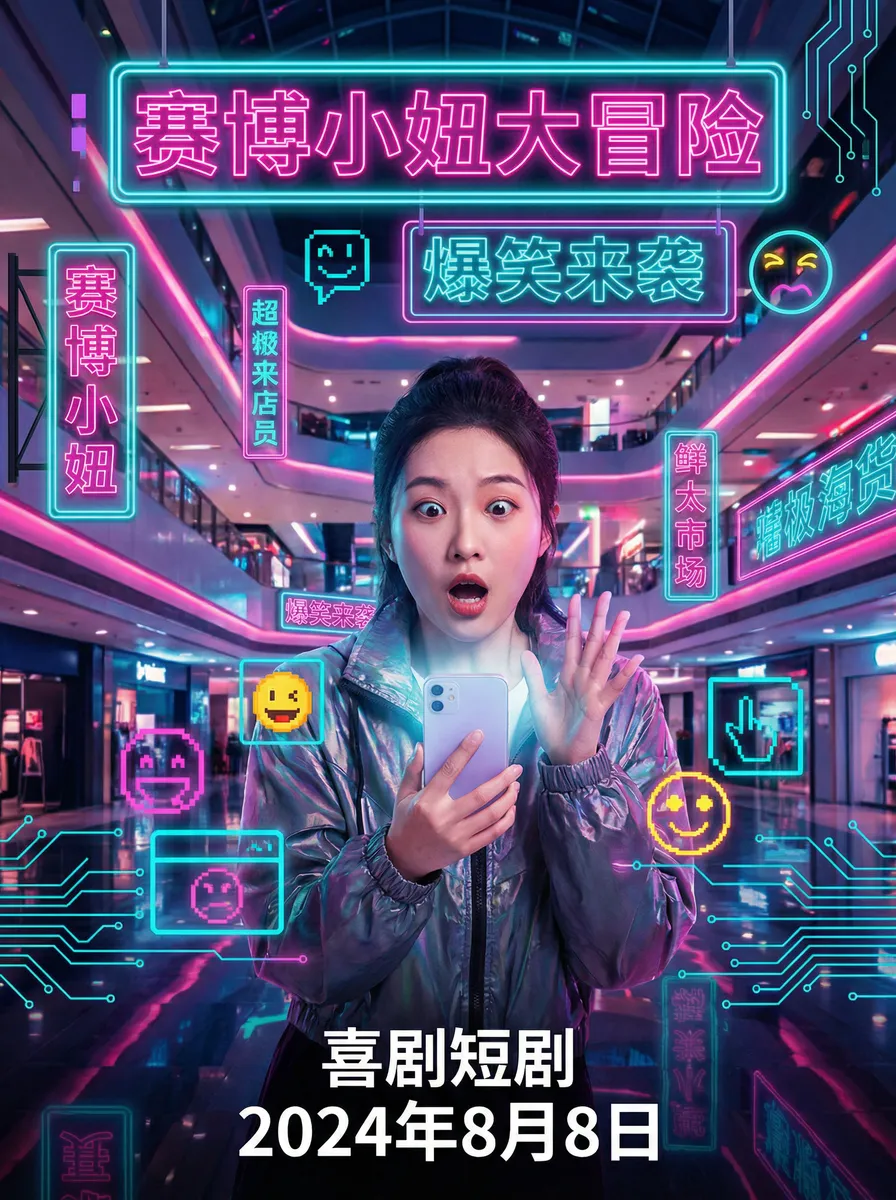 香港三级免弗电影 搞笑喜剧短剧 - 赛博小妞大冒险海报
